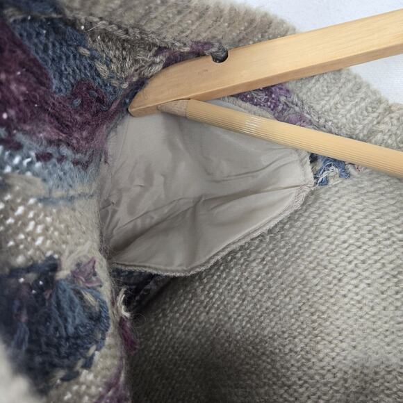 VTG Russ Mohair Wool Blend Cardigan Sweater L Gray Purple Cabincore Grandmacore - Picture 9 of 15